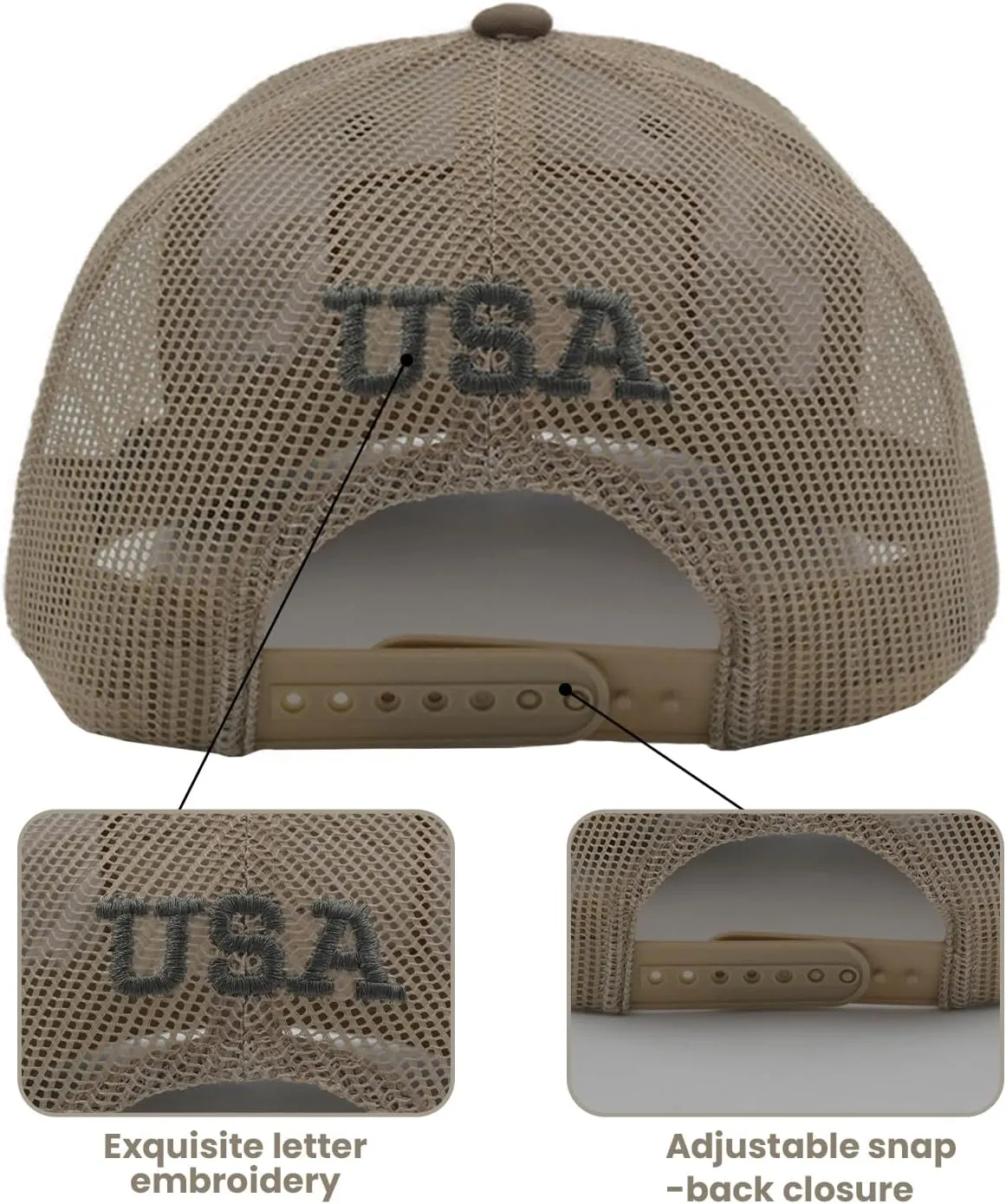 3 Pieces Flag Trucker Hat Camouflage Baseball Cap for Men & Women Breathable Mesh Adjustable Fit Camo Hat