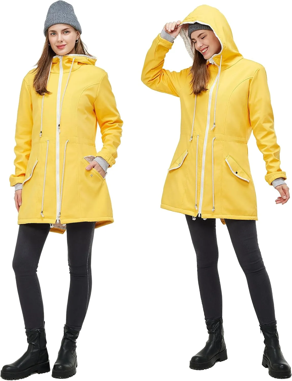 4-in-1 Rain Jacket Waterproof Maternity Carrying Parka for Back or Chest Wear, All-Weather, Softshell Jacket