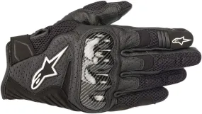 Alpinestars SMX-1 Air V2 Gloves, Short Cuff Fit, Leather and Mesh Construction, CE-Certified, Ergonomic Protection, Summer Riding Glove, L, Black