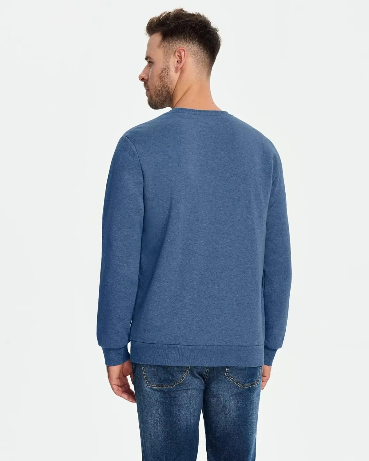 Boladeci Men's Full Sherpa Lined Crewneck Sweatshirts Premium Heavy-weight Fleece Pullover Thick Thermal Cotton Sweat-Shirts