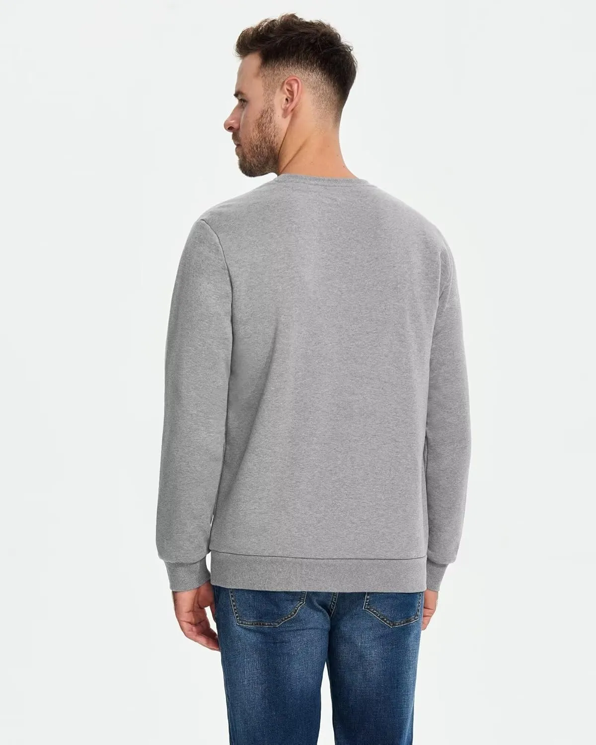 Boladeci Men's Full Sherpa Lined Crewneck Sweatshirts Premium Heavy-weight Fleece Pullover Thick Thermal Cotton Sweat-Shirts