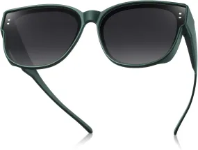 Br’Guras Polarized Oversized Fit over Sunglasses Over Glasses with Cat Eye Frame for Women&Men