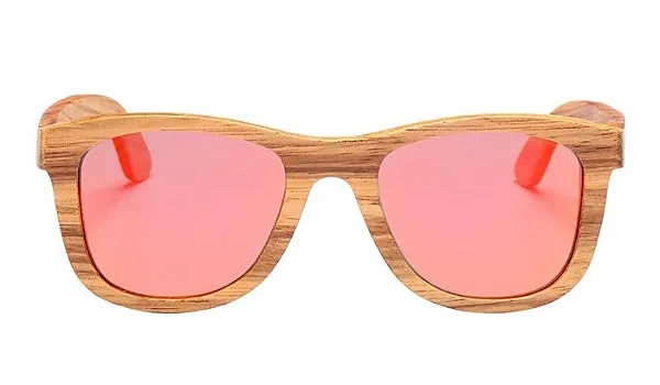 Classy Men Red Polarized Bamboo Wood Sunglasses
