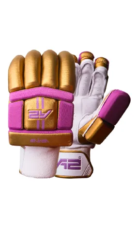 Cricket Batting Gloves - Gold & Purple