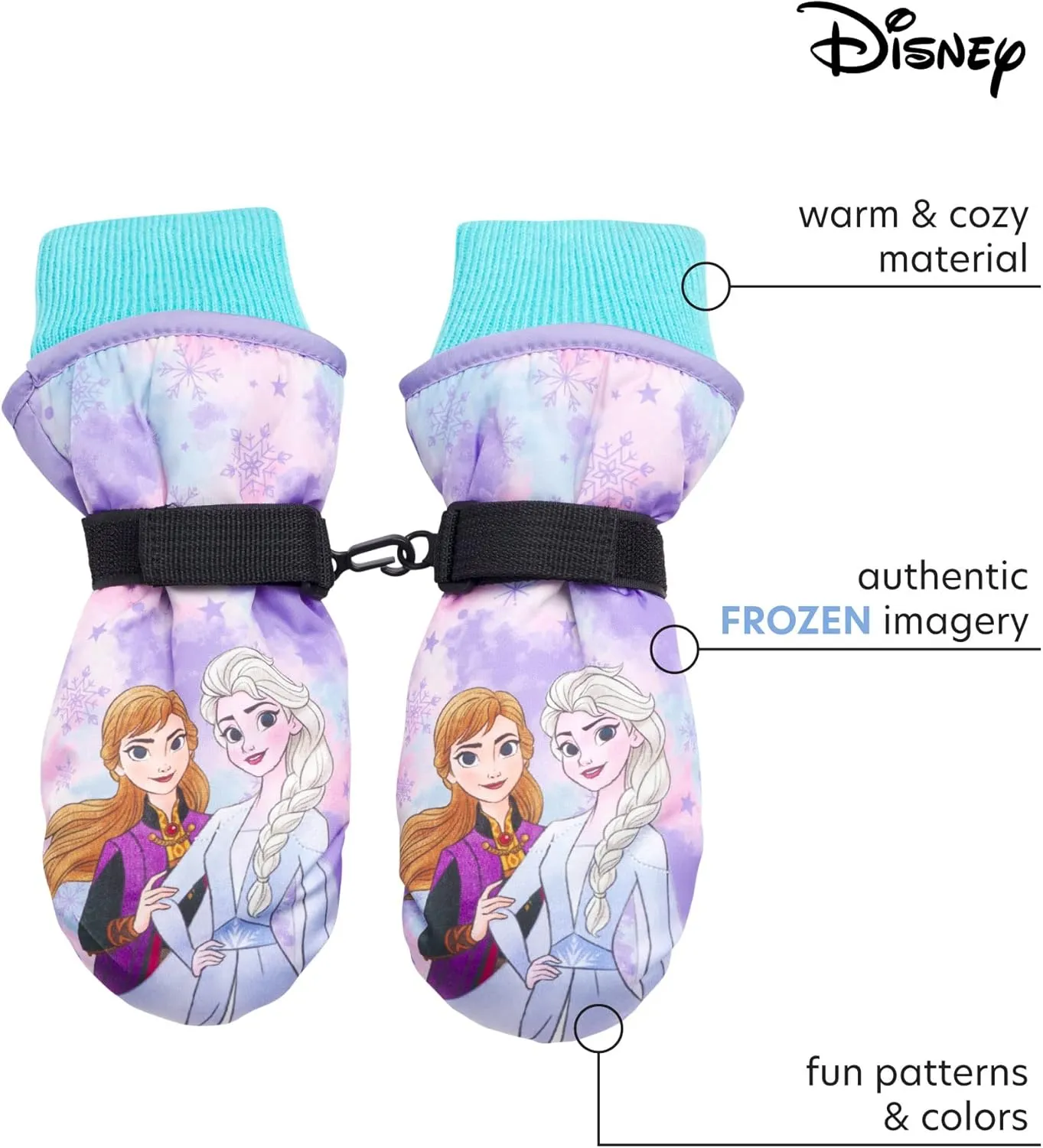 Disney Girls' Winter Insulated Snow Ski Gloves – Minnie Mouse or Frozen II Elsa & Anna (Toddler/Little Girls)