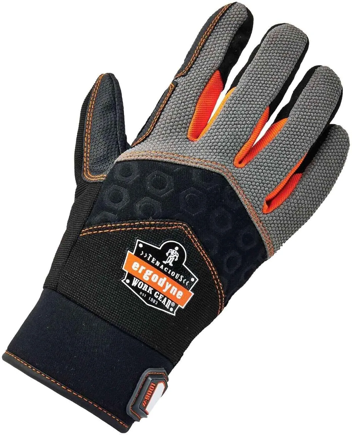 Ergodyne ProFlex 9001 Full-Finger Impact Protection Work Gloves, Large, Black