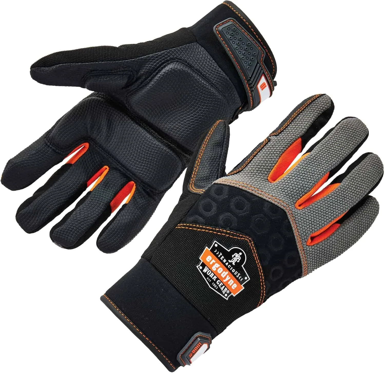 Ergodyne ProFlex 9001 Full-Finger Impact Protection Work Gloves, Large, Black