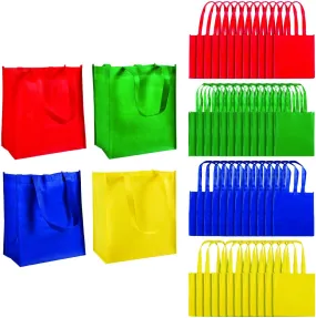 Fun Express Large Colorful Reusable Grocery Tote Bags - Bulk set of 50 shopping bags