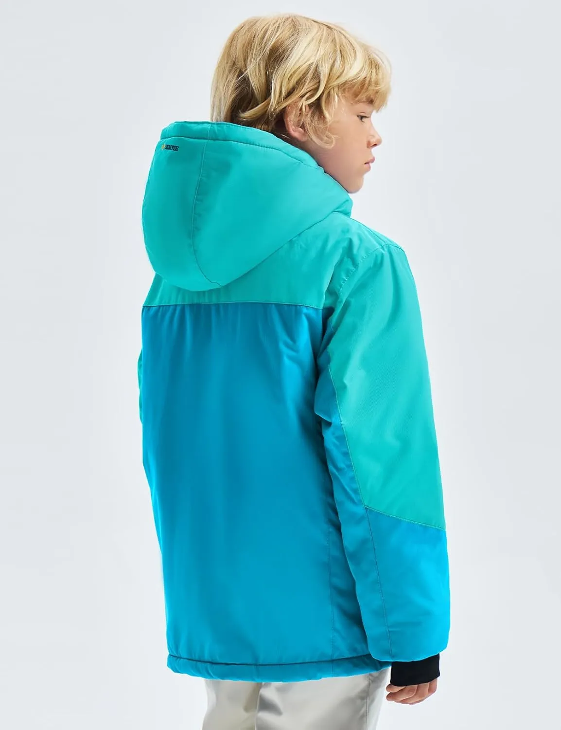 GEMYSE Boy's Waterproof Ski Snow Jacket Hooded Fleece Windproof Winter Jacket
