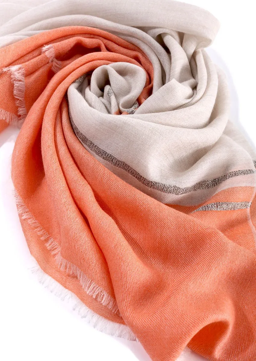 Large duotone cashmere scarf cashmere scarf with silver fringe