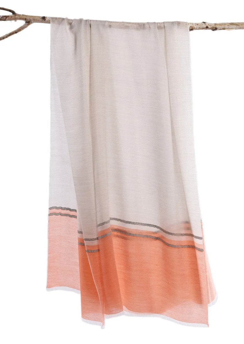 Large duotone cashmere scarf cashmere scarf with silver fringe
