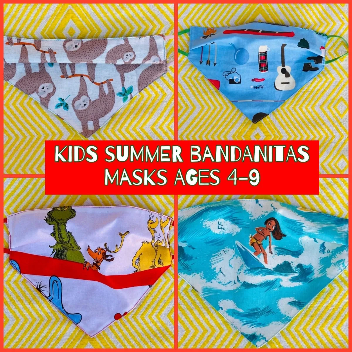 Little surfer girls  kids Bandanita Face Mask
