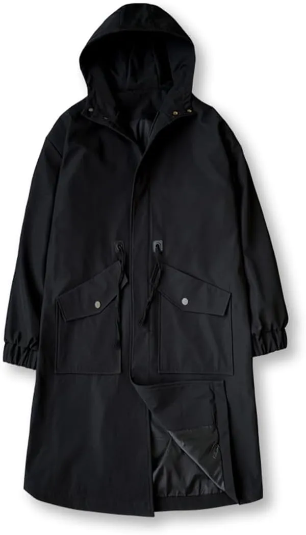 Men Long Hooded Trench Coat Jacket Autumn Spring Black Hip Hop Zippers Coats Casual Jackets