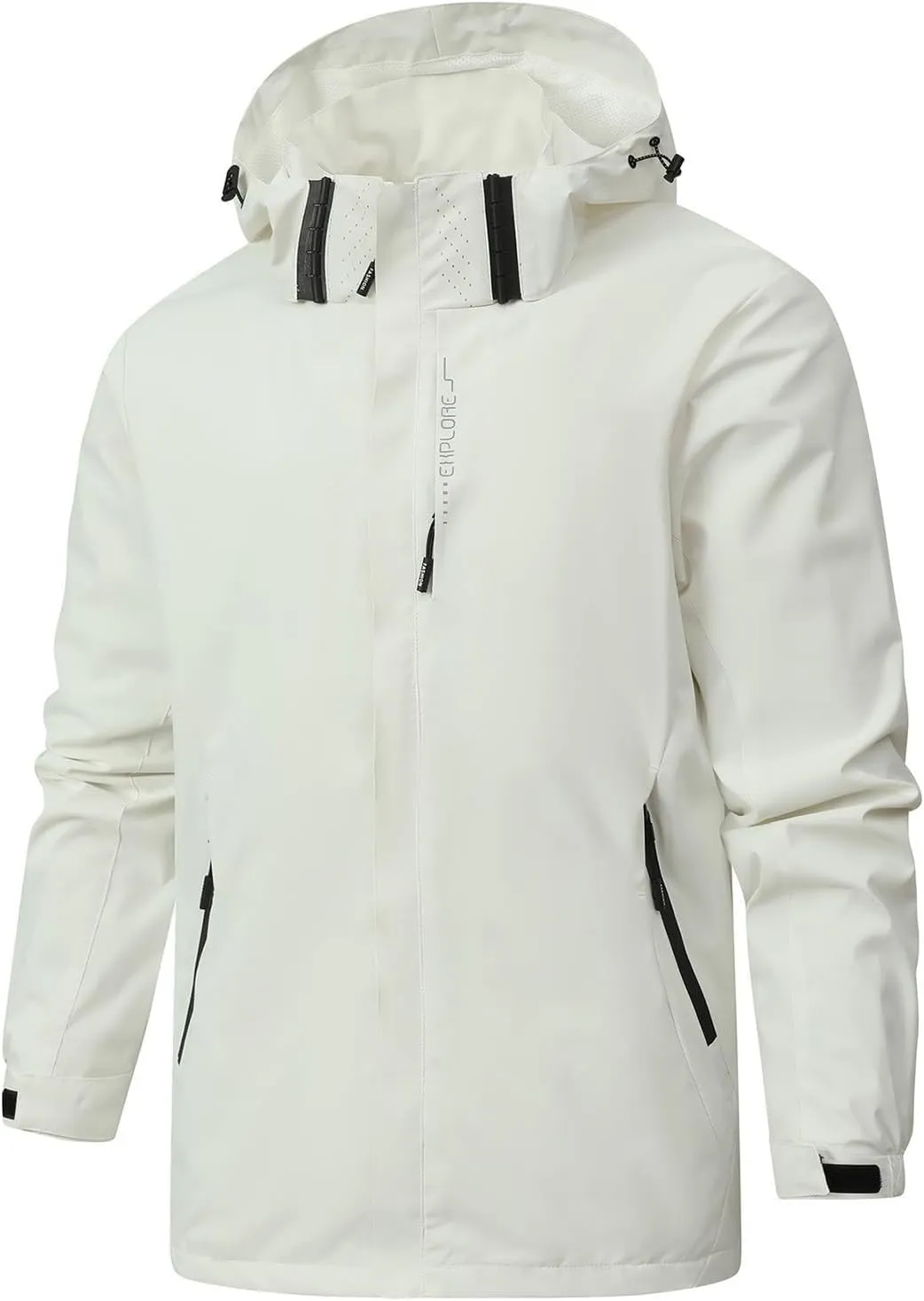 Men's All-Weather Hiking Jacket - Waterproof & Windproof Raincoat with Hood