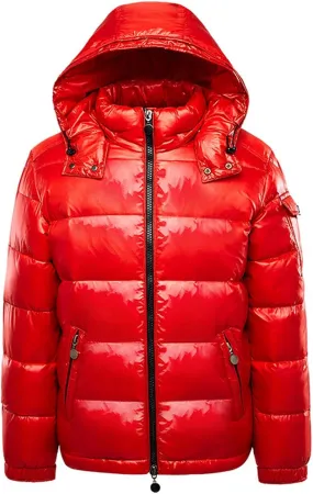 Men's Thermal Shiny Hooded Down Jacket,Warm Metallic Down Coats WaterResistant Down Coats Insulated Padded Puffy
