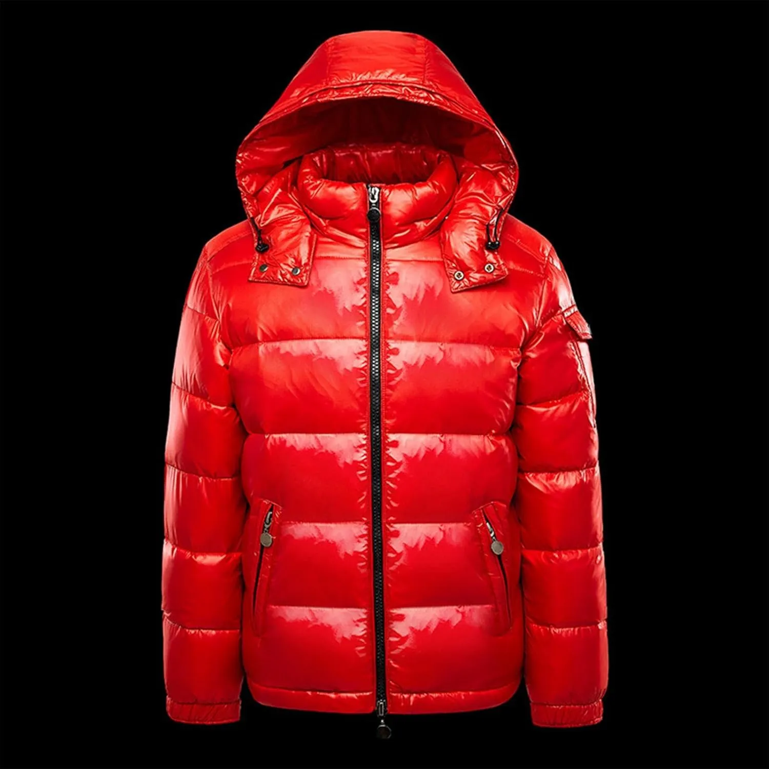 Men's Thermal Shiny Hooded Down Jacket,Warm Metallic Down Coats WaterResistant Down Coats Insulated Padded Puffy