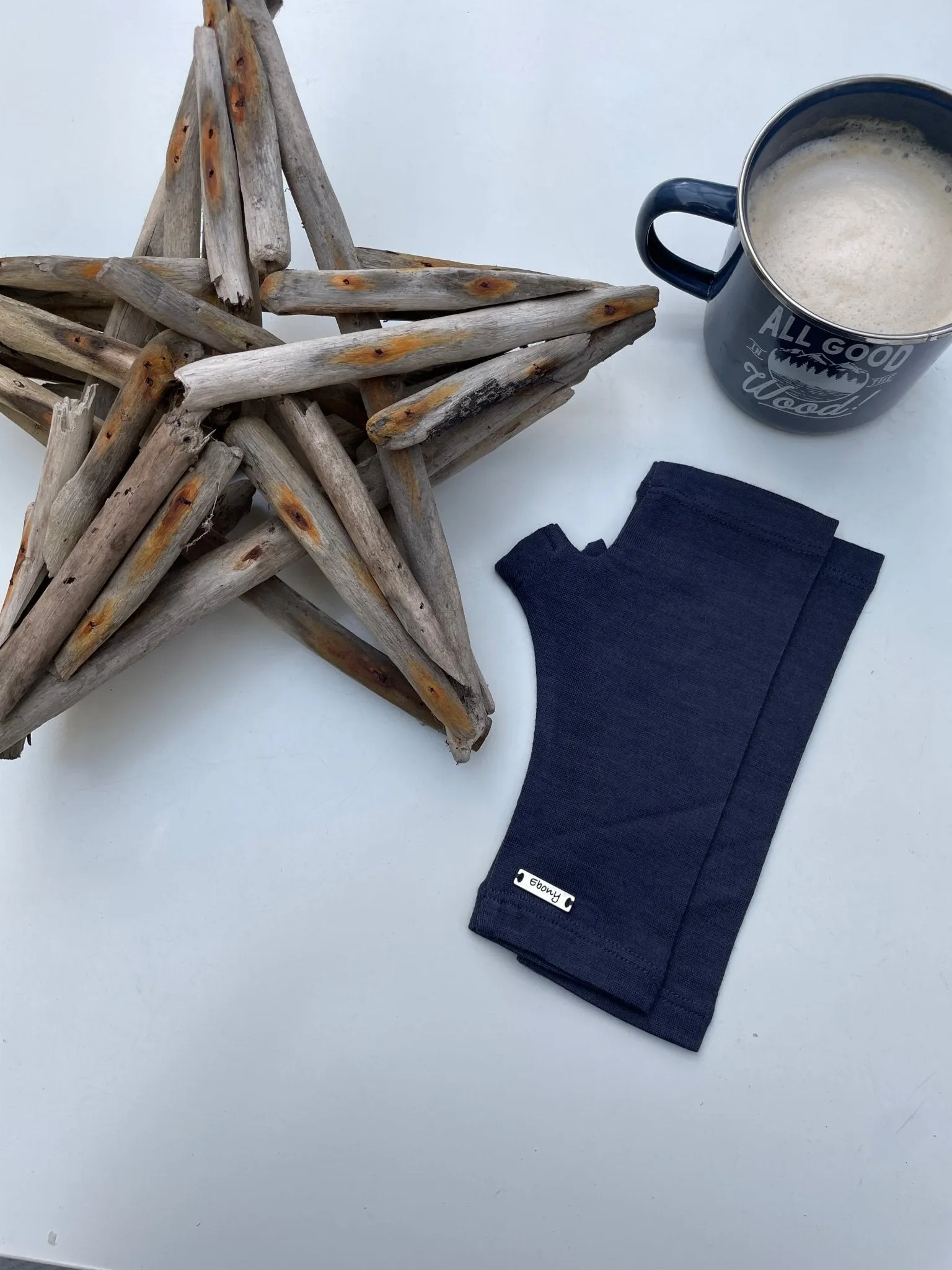 MERINO WOOL FINGERLESS GLOVES WOMENS FRENCH NAVY
