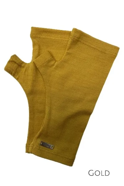 MERINO WOOL FINGERLESS GLOVES WOMENS GOLD