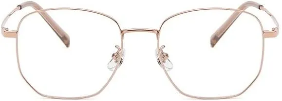 NEWADA Stylish Metal Frame Blue Light Blocking Reader, Metal Anti Eyestrain Computer Reading Glasses, Unbreakable TV Eyewear (Color : Rose-Gold, Size :  0.00)