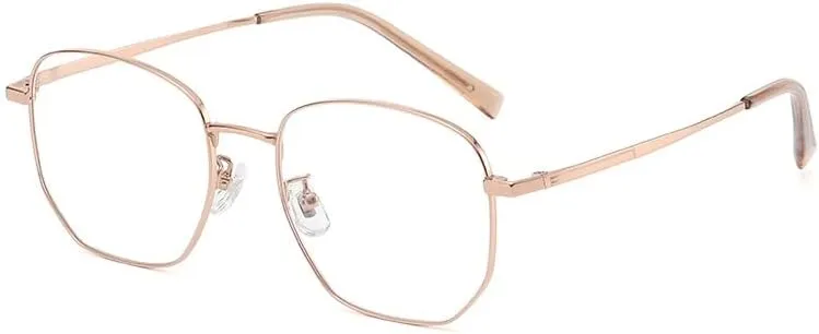 NEWADA Stylish Metal Frame Blue Light Blocking Reader, Metal Anti Eyestrain Computer Reading Glasses, Unbreakable TV Eyewear (Color : Rose-Gold, Size :  0.00)
