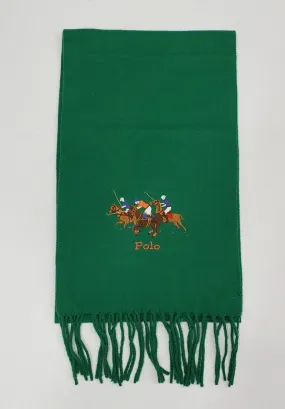 Nwt Polo Ralph Lauren Green Triple Pony Scarf