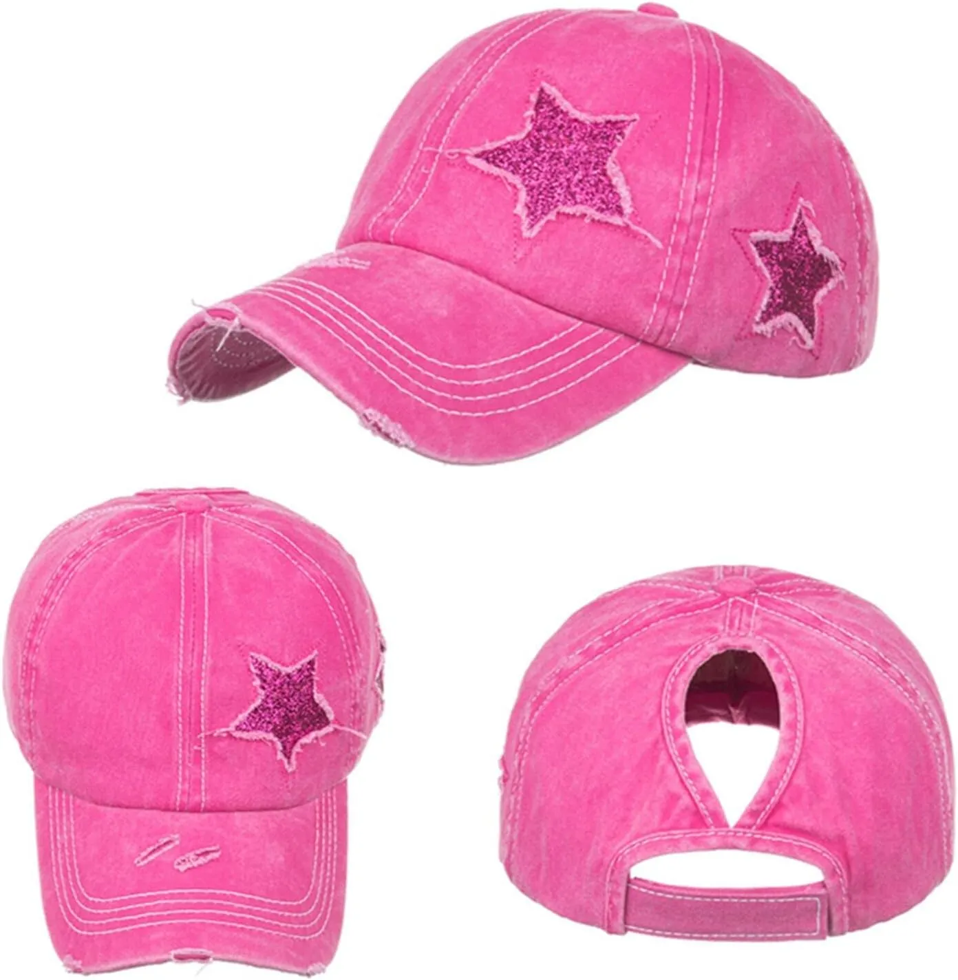 ProMindFun Womens Pony Hat High Ponytail Baseball Cap Girls Messy Bun Caps Camouflage Trucker Bad Hair Day Adjustable Dad Hat