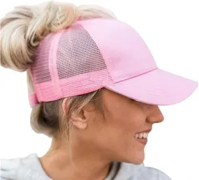 ProMindFun Womens Pony Hat High Ponytail Baseball Cap Girls Messy Bun Caps Camouflage Trucker Bad Hair Day Adjustable Dad Hat
