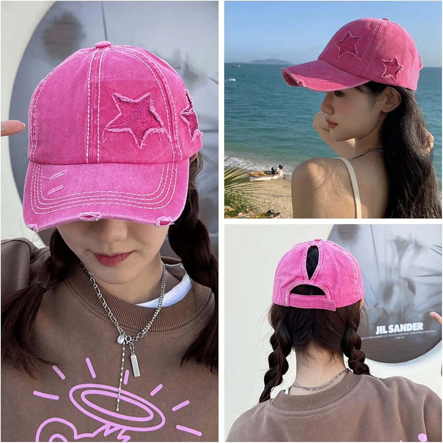 ProMindFun Womens Pony Hat High Ponytail Baseball Cap Girls Messy Bun Caps Camouflage Trucker Bad Hair Day Adjustable Dad Hat