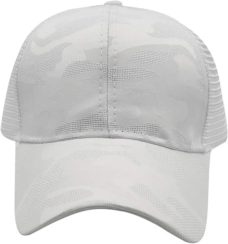 ProMindFun Womens Pony Hat High Ponytail Baseball Cap Girls Messy Bun Caps Camouflage Trucker Bad Hair Day Adjustable Dad Hat