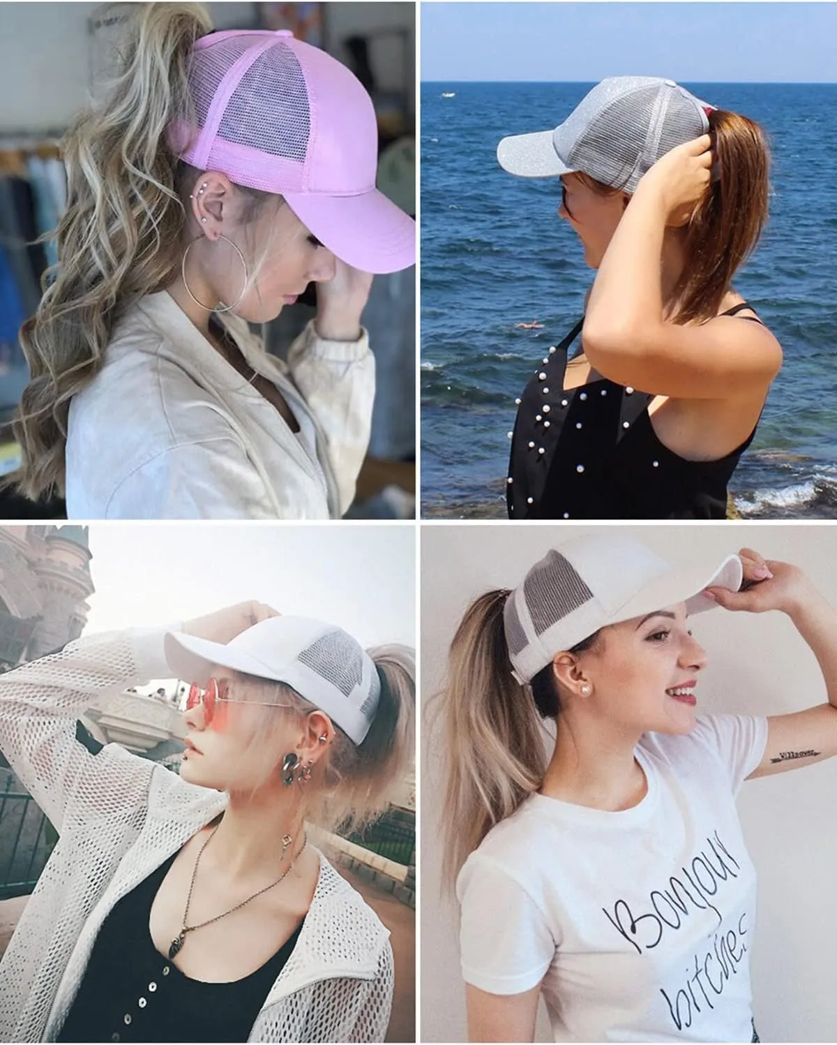 ProMindFun Womens Pony Hat High Ponytail Baseball Cap Girls Messy Bun Caps Camouflage Trucker Bad Hair Day Adjustable Dad Hat