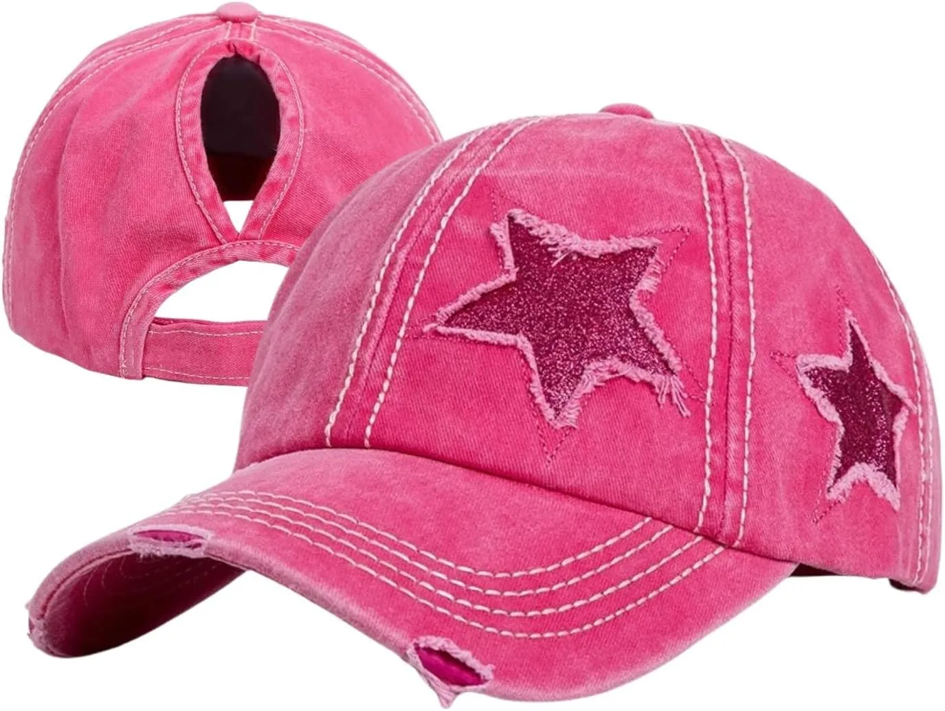 ProMindFun Womens Pony Hat High Ponytail Baseball Cap Girls Messy Bun Caps Camouflage Trucker Bad Hair Day Adjustable Dad Hat
