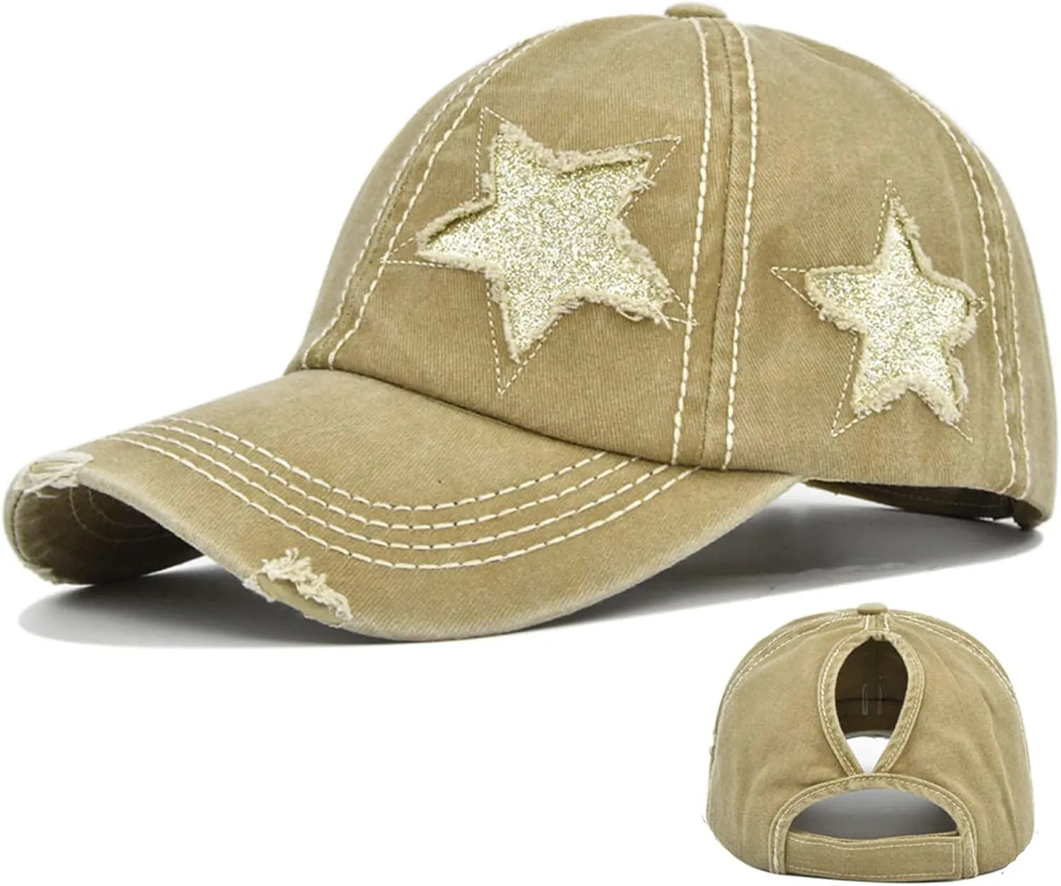 ProMindFun Womens Pony Hat High Ponytail Baseball Cap Girls Messy Bun Caps Camouflage Trucker Bad Hair Day Adjustable Dad Hat