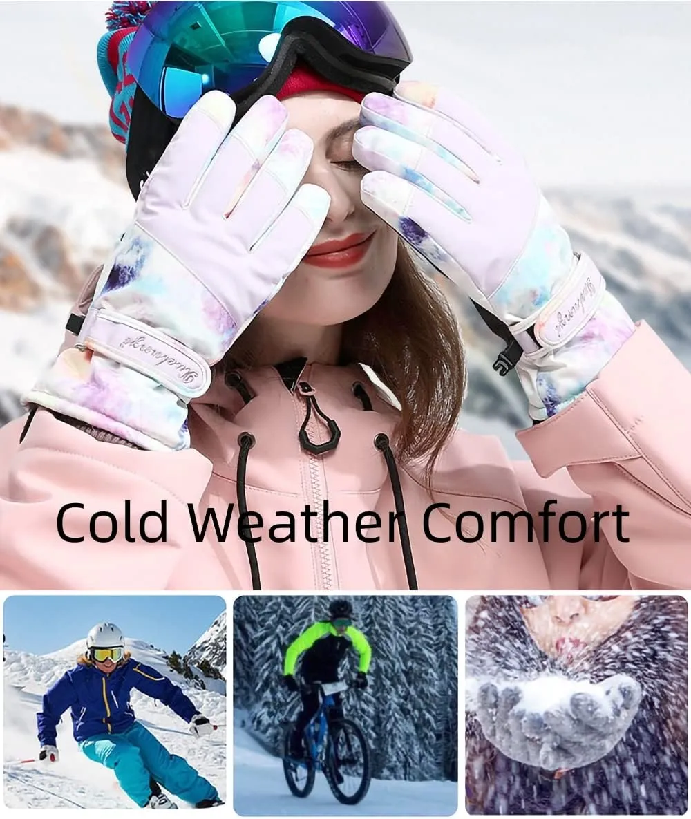 Ski Gloves, Waterproof Insulated Winter Gloves for Men Women, Touchscreen Liners Snow Gloves for Cold Weather