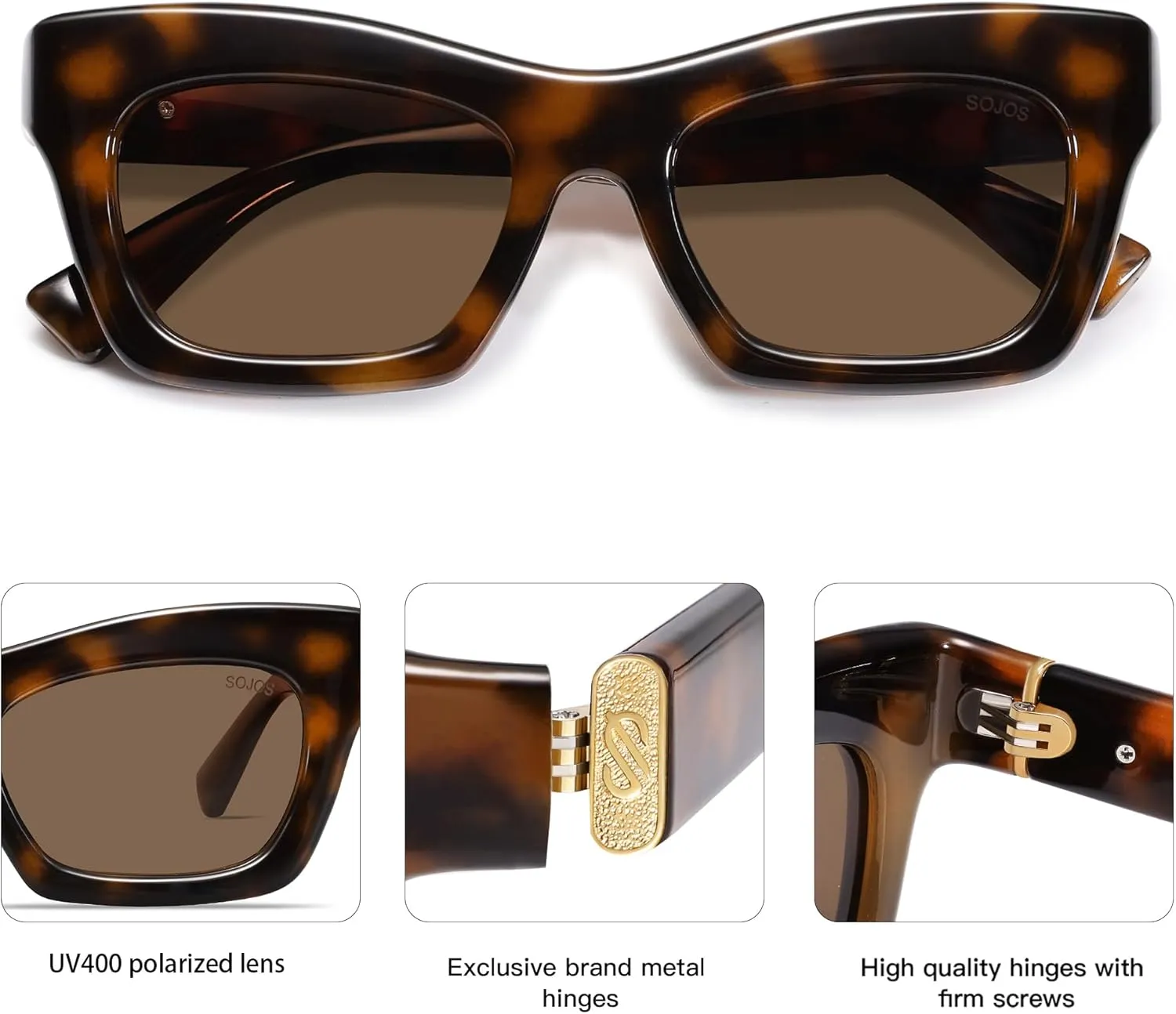 SOJOS Trendy Cat Eye Polarized Sunglasses for Women Men Retro Chunky Designer Sunnies SJ2339
