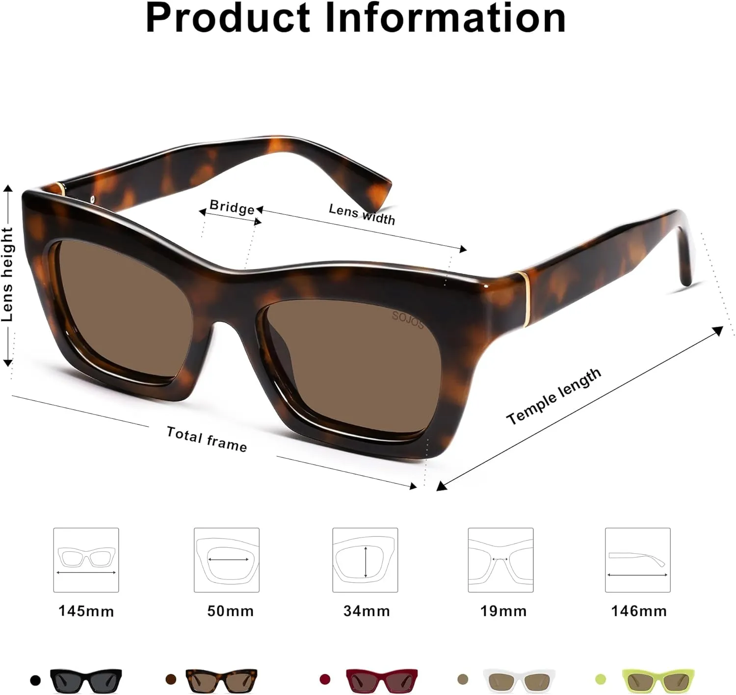 SOJOS Trendy Cat Eye Polarized Sunglasses for Women Men Retro Chunky Designer Sunnies SJ2339