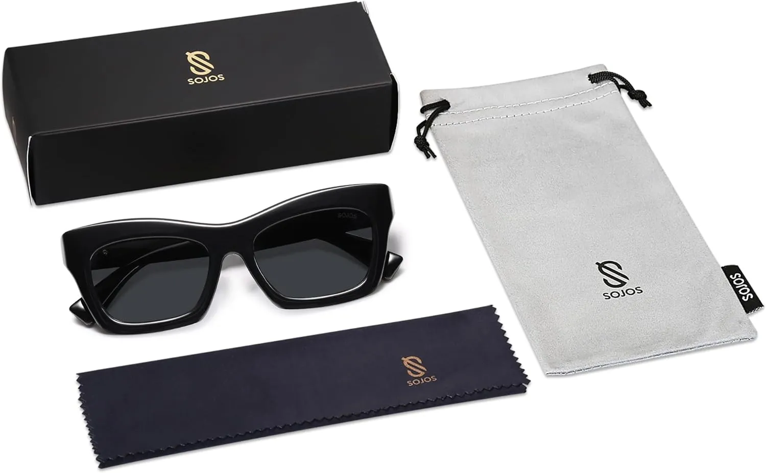 SOJOS Trendy Cat Eye Polarized Sunglasses for Women Men Retro Chunky Designer Sunnies SJ2339
