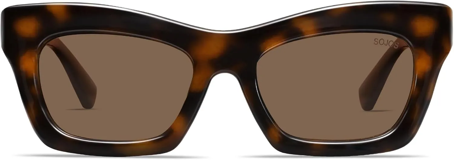SOJOS Trendy Cat Eye Polarized Sunglasses for Women Men Retro Chunky Designer Sunnies SJ2339