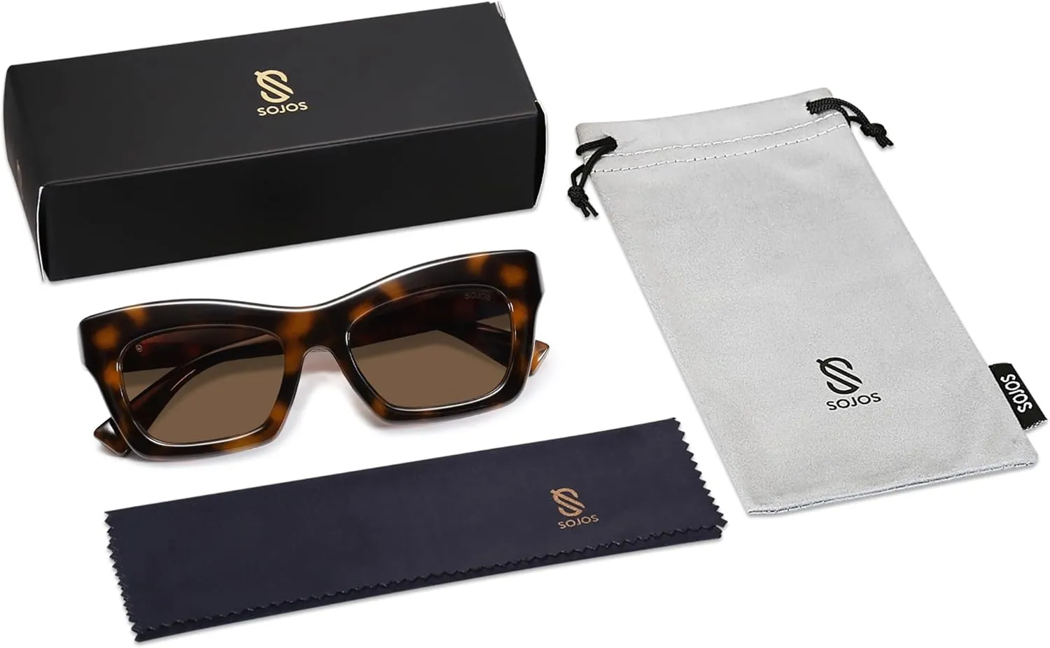 SOJOS Trendy Cat Eye Polarized Sunglasses for Women Men Retro Chunky Designer Sunnies SJ2339