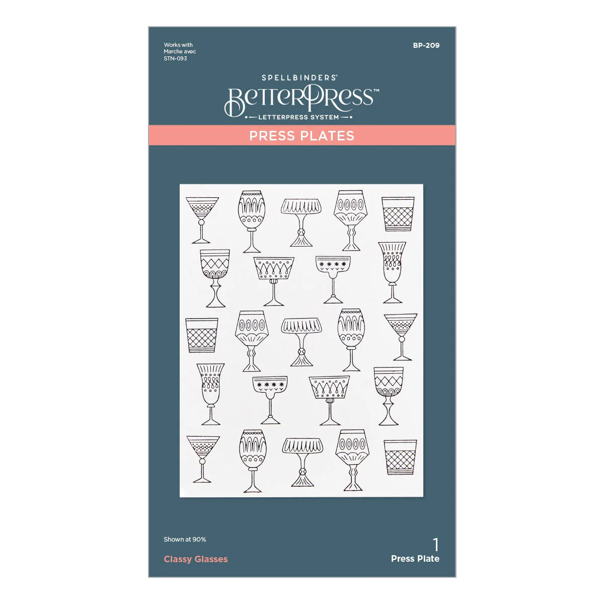 SPELLBINDERS: Classy Glasses | Press   Hot Foil Plate & Stencil Bundle