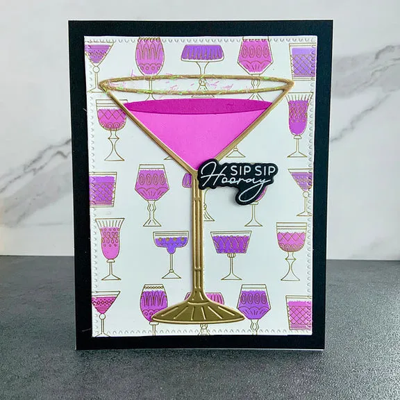 SPELLBINDERS: Classy Glasses | Press   Hot Foil Plate & Stencil Bundle