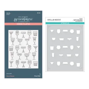 SPELLBINDERS: Classy Glasses | Press   Hot Foil Plate & Stencil Bundle