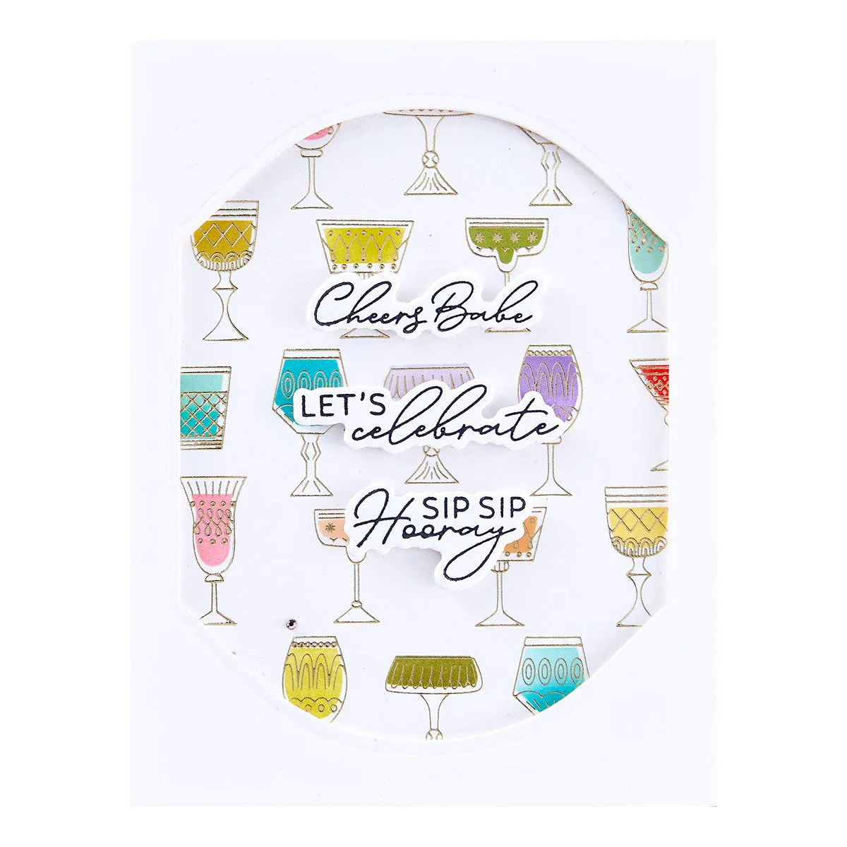 SPELLBINDERS: Classy Glasses | Press   Hot Foil Plate & Stencil Bundle