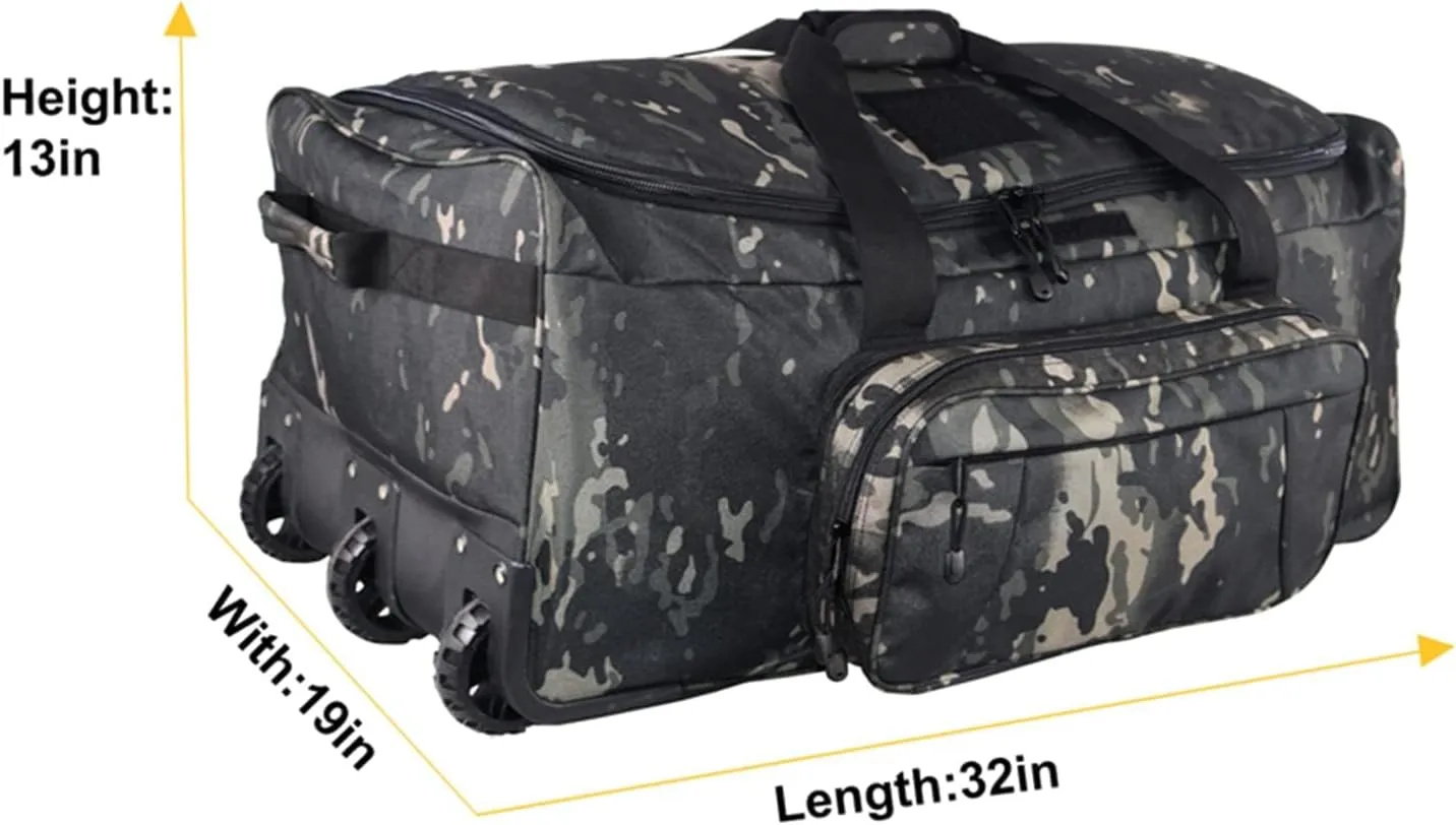 Travel Duffle Bag With Wheels Extra Large Rolling Duffel Bags for Tactical Military Deployment Camping