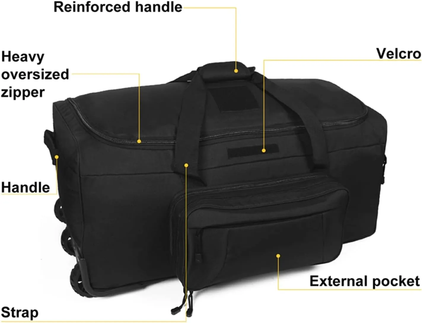 Travel Duffle Bag With Wheels Extra Large Rolling Duffel Bags for Tactical Military Deployment Camping