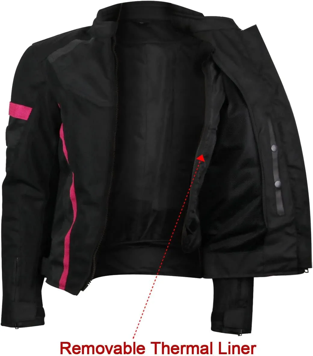Vance Advance Womens All Weather Season CE Armor Mesh Motorcycle Biker Riding Jacket