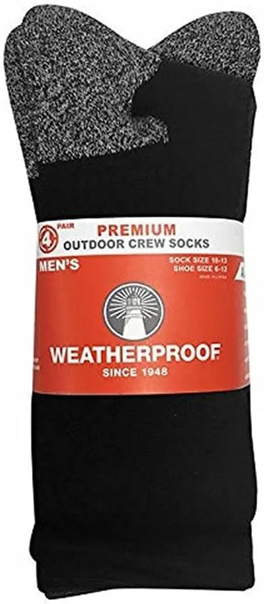 Weatherproof Premium 4-Pair Men's Wool Blend Crew Socks