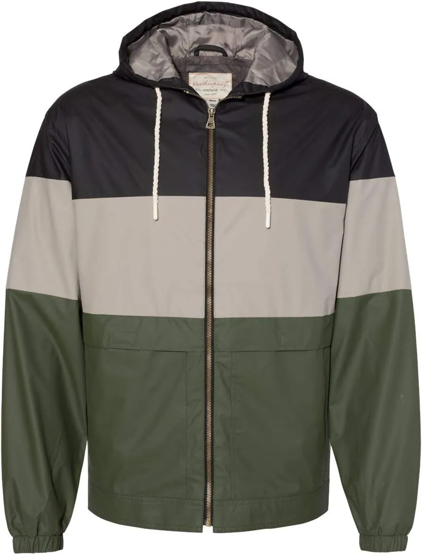 Weatherproof Vintage Hooded Rain Jacket M Black/Khaki/Bronze Green