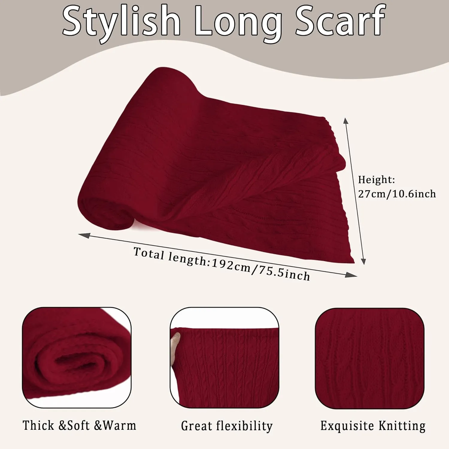 Winter Hat Scarf Gloves Set for Women Men, Warm Fleece Beanie Touchscreen Glove Thermal Scarves for Cold Weather U-SY-L1