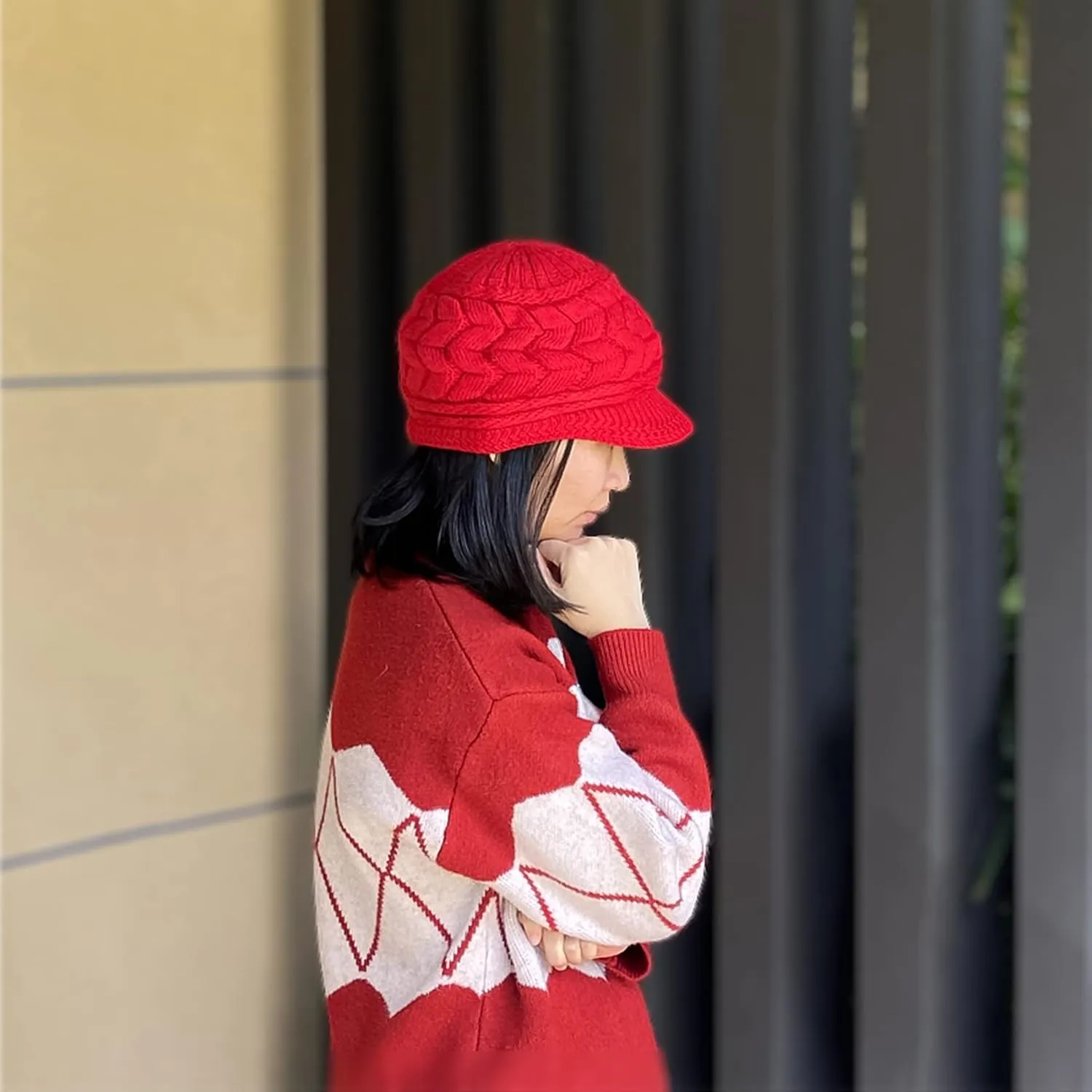 Winter Hat Scarf Gloves Set for Women Men, Warm Fleece Beanie Touchscreen Glove Thermal Scarves for Cold Weather U-SY-L1