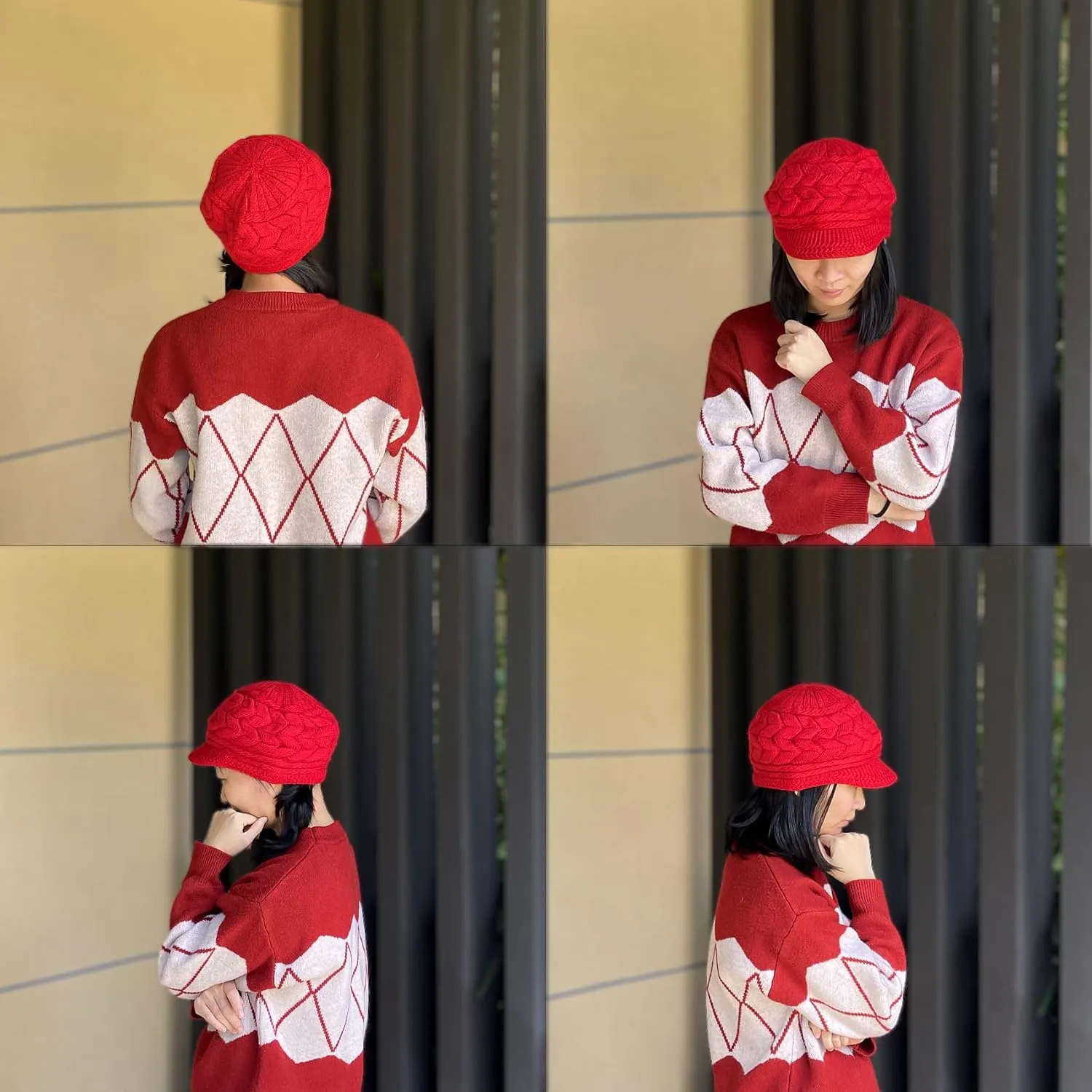 Winter Hat Scarf Gloves Set for Women Men, Warm Fleece Beanie Touchscreen Glove Thermal Scarves for Cold Weather U-SY-L1